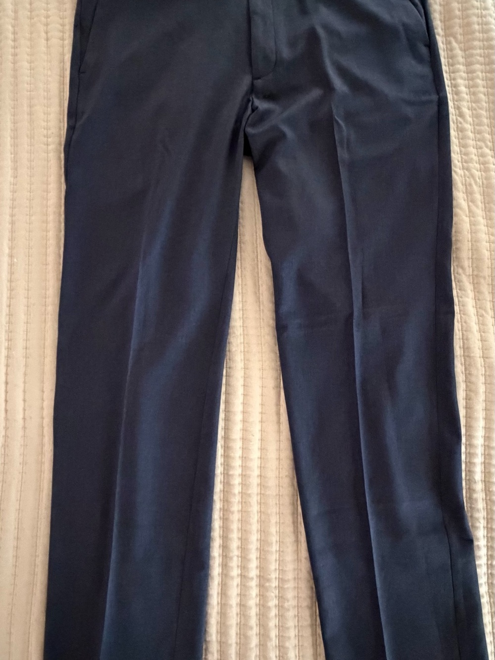 Haggar Men's Dress Pants 36x32 Blue Navy Flat Front Straight Fit Slacks
